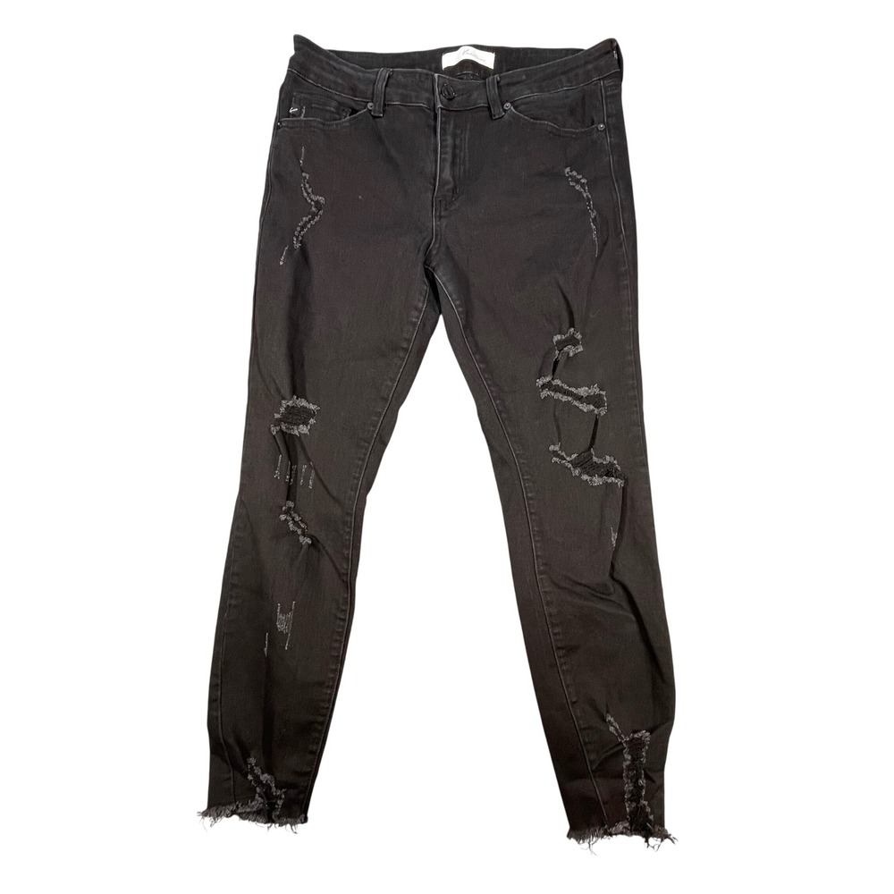 KanCan Black Distressed Skinny Jeans Women Size 29 Frayed Hem